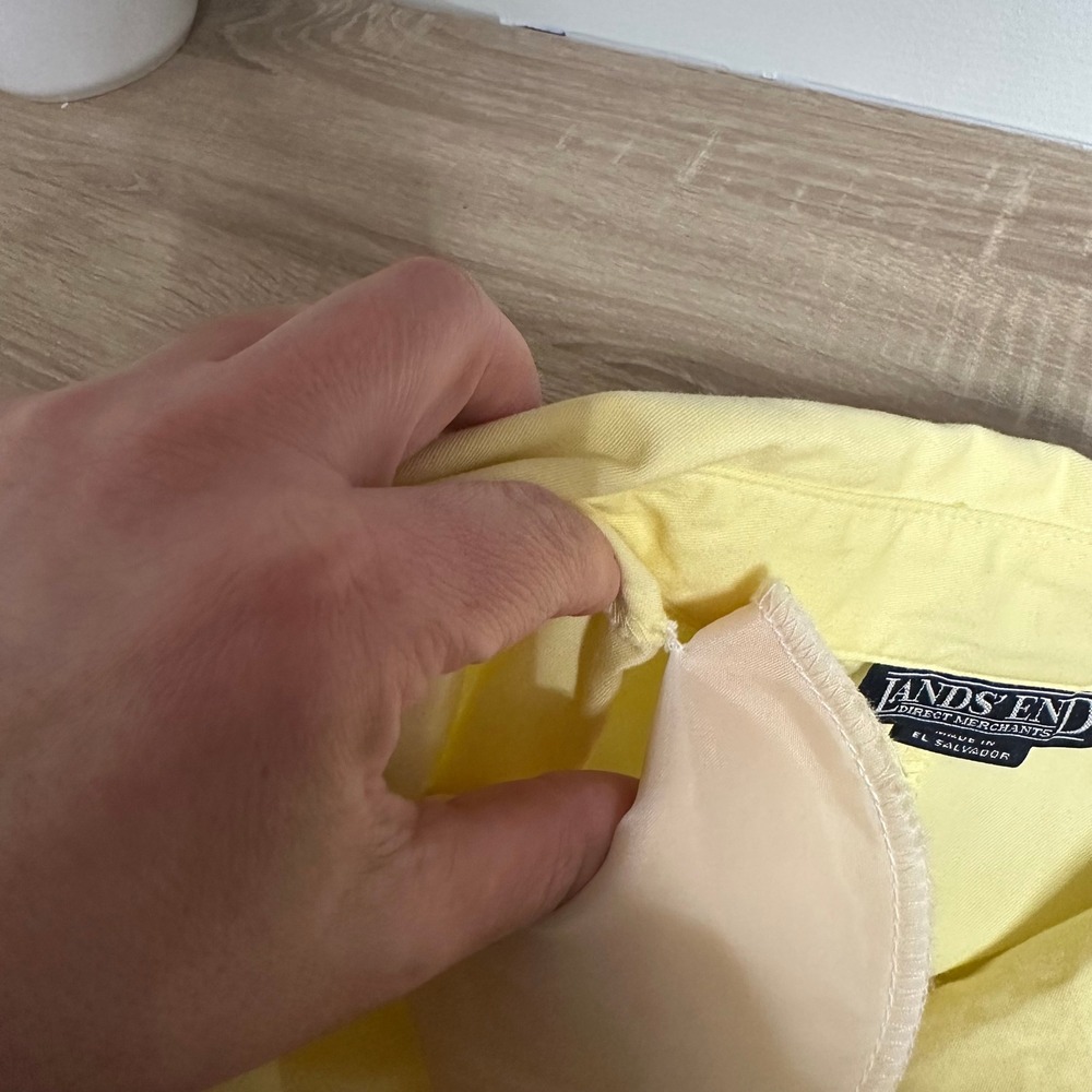 Lands End Button Up Shirt Dress Womens 10 Yellow Short Sleeve Pocket Vintage 90s - Picture 12 of 12